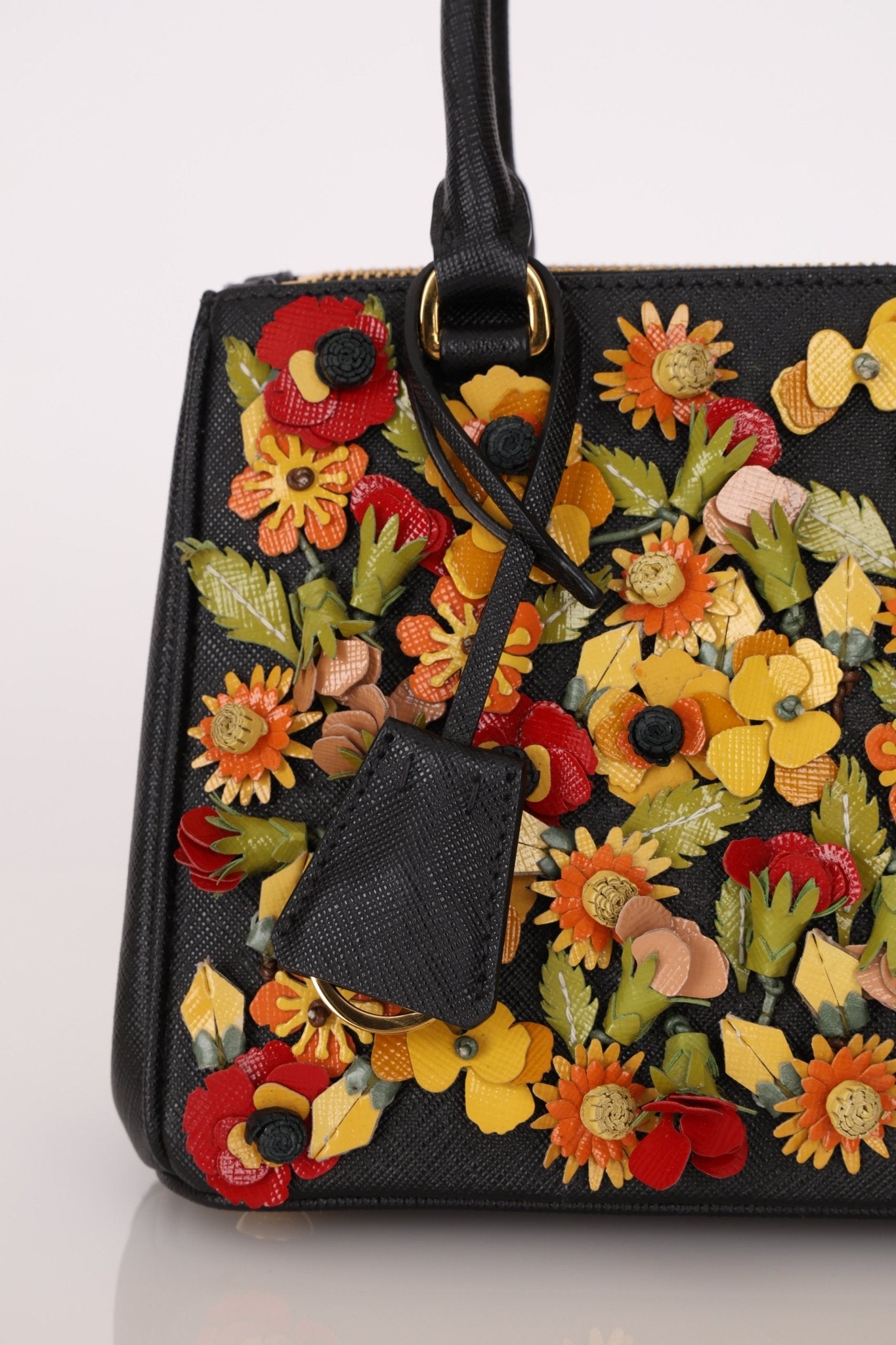 Rare Prada Saffiano Floral Applique Garden Mini Bag - FashioNica