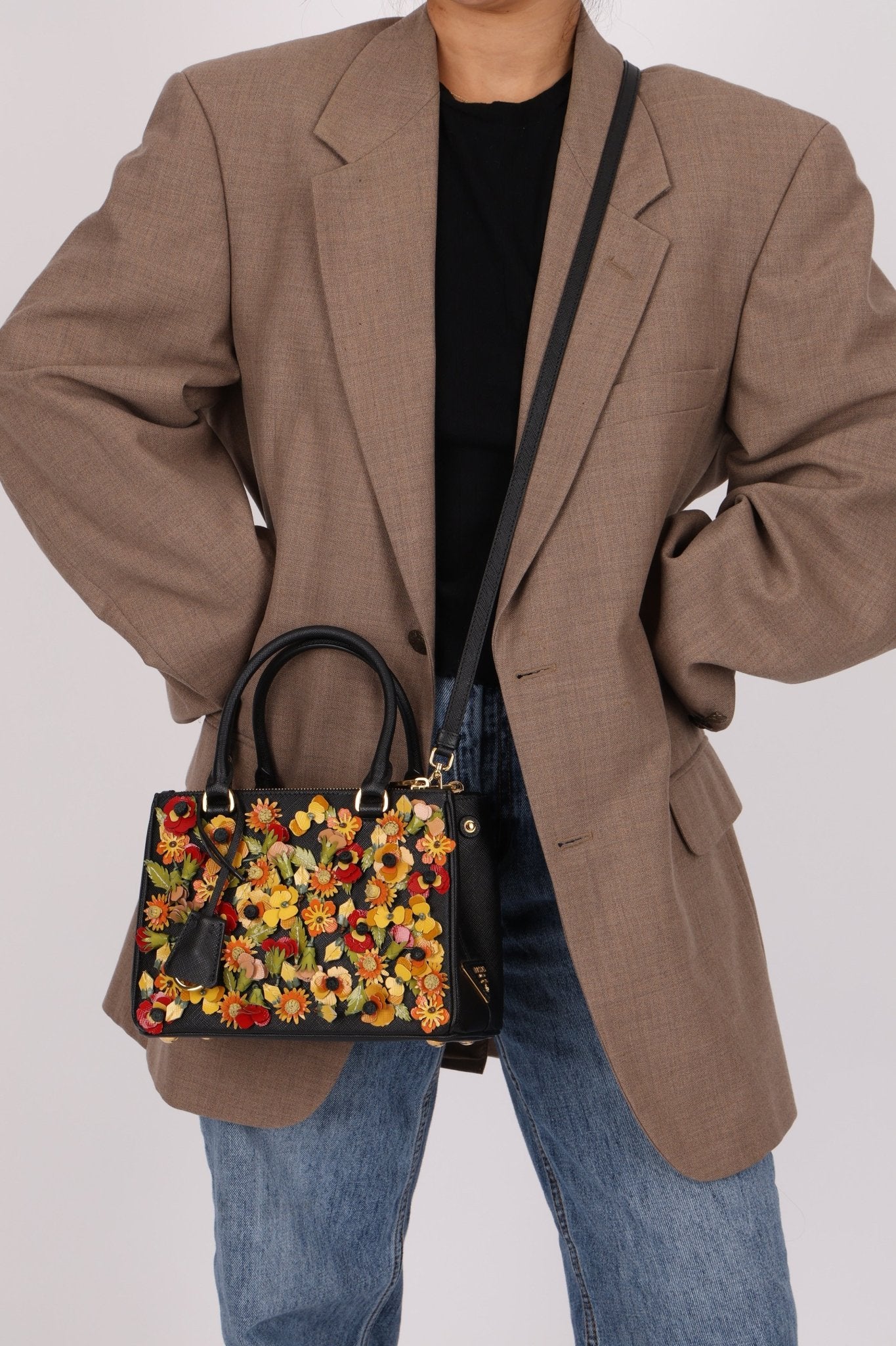 Rare Prada Saffiano Floral Applique Garden Mini Bag - FashioNica