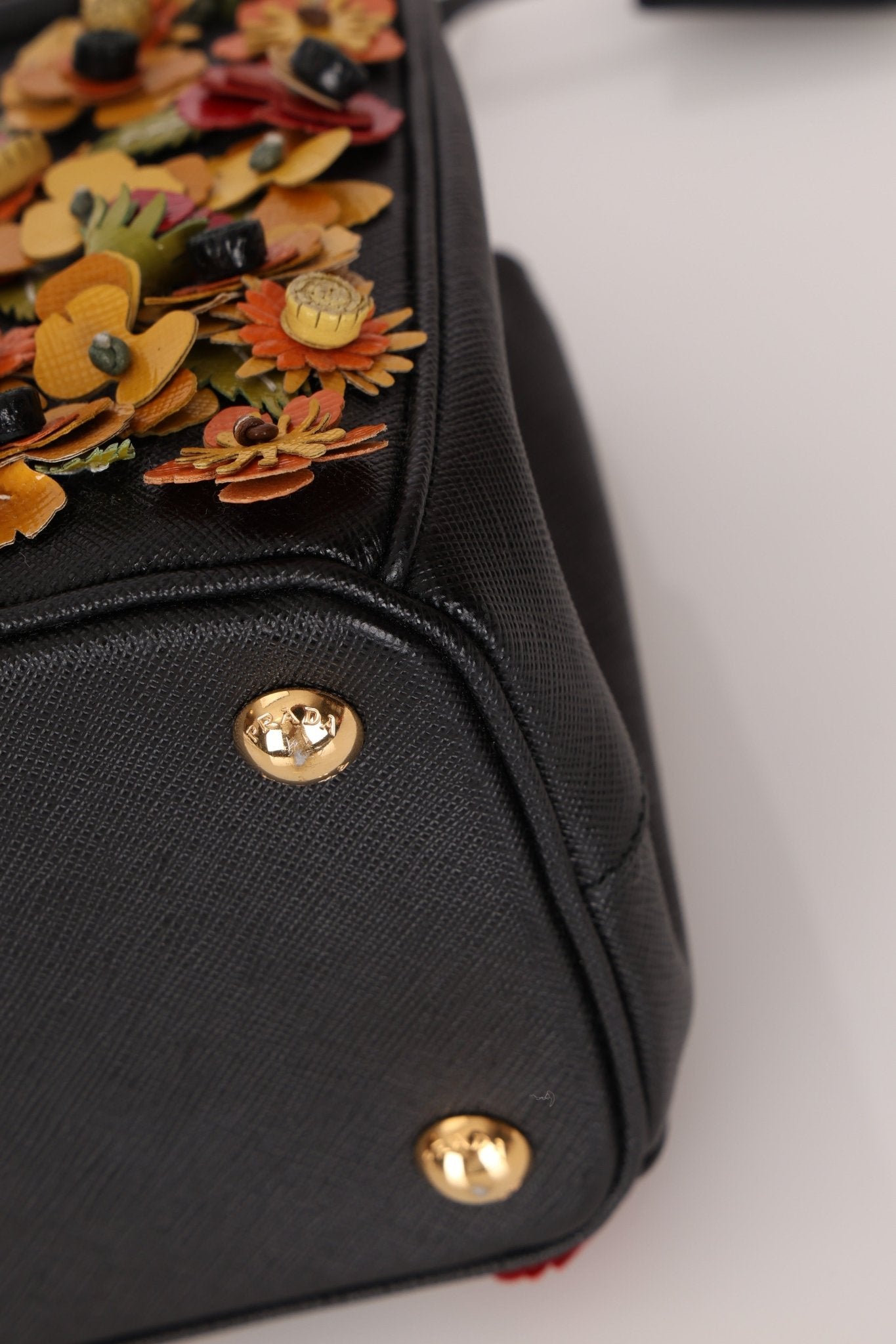 Rare Prada Saffiano Floral Applique Garden Mini Bag - FashioNica