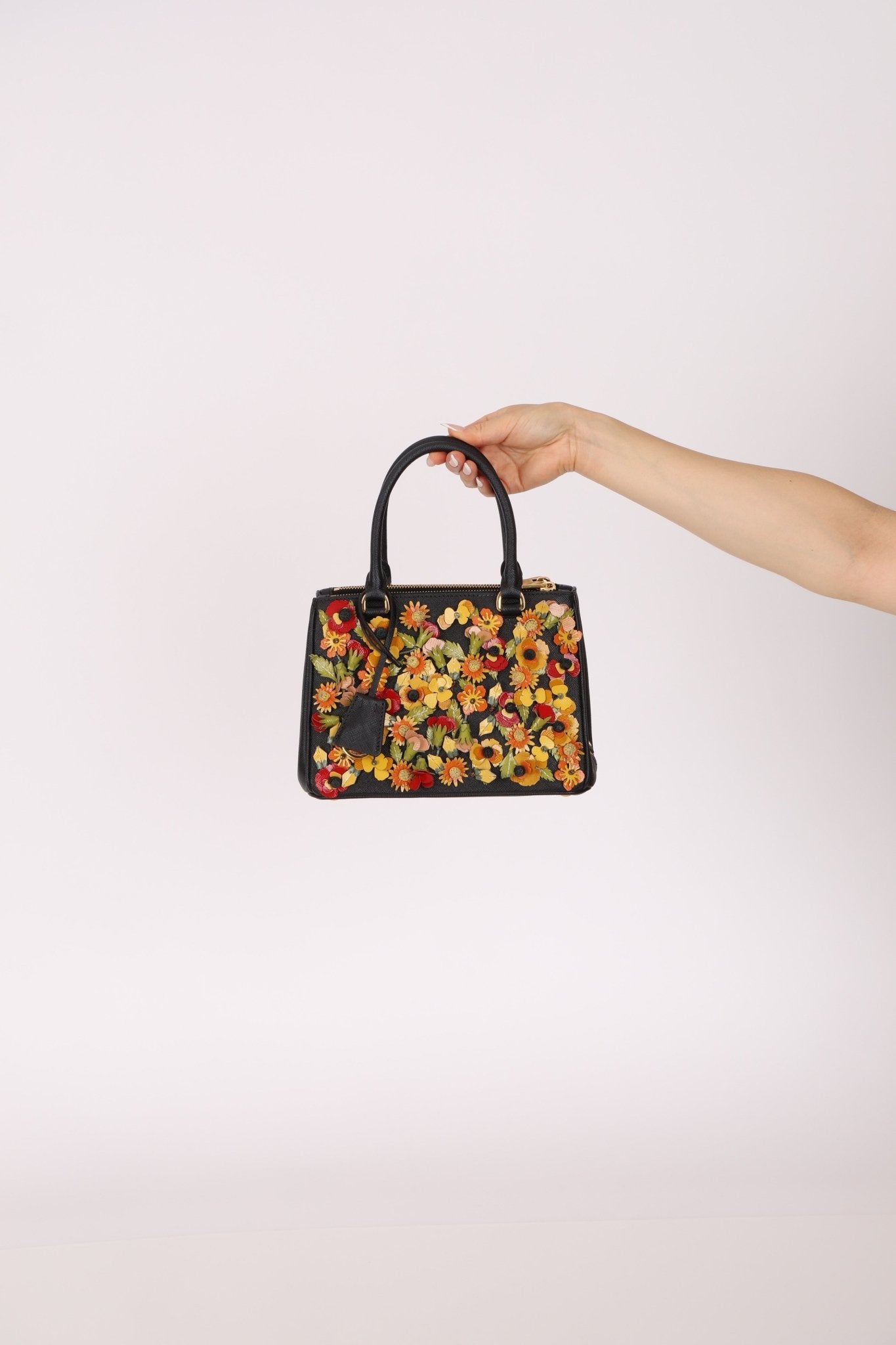 Rare Prada Saffiano Floral Applique Garden Mini Bag - FashioNica