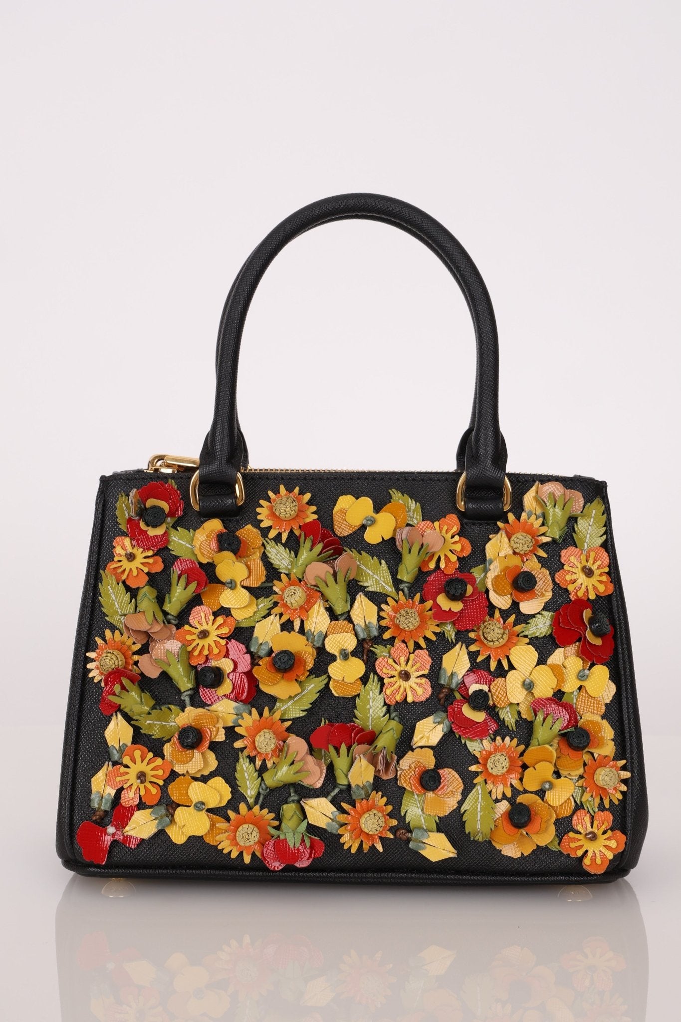 Rare Prada Saffiano Floral Applique Garden Mini Bag - FashioNica