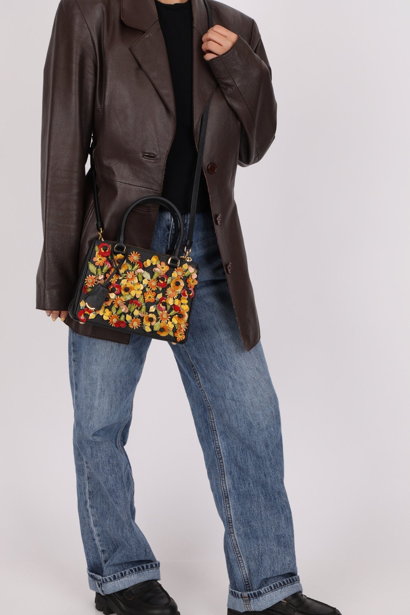 Rare Prada Saffiano Floral Applique Garden Mini Bag - FashioNica