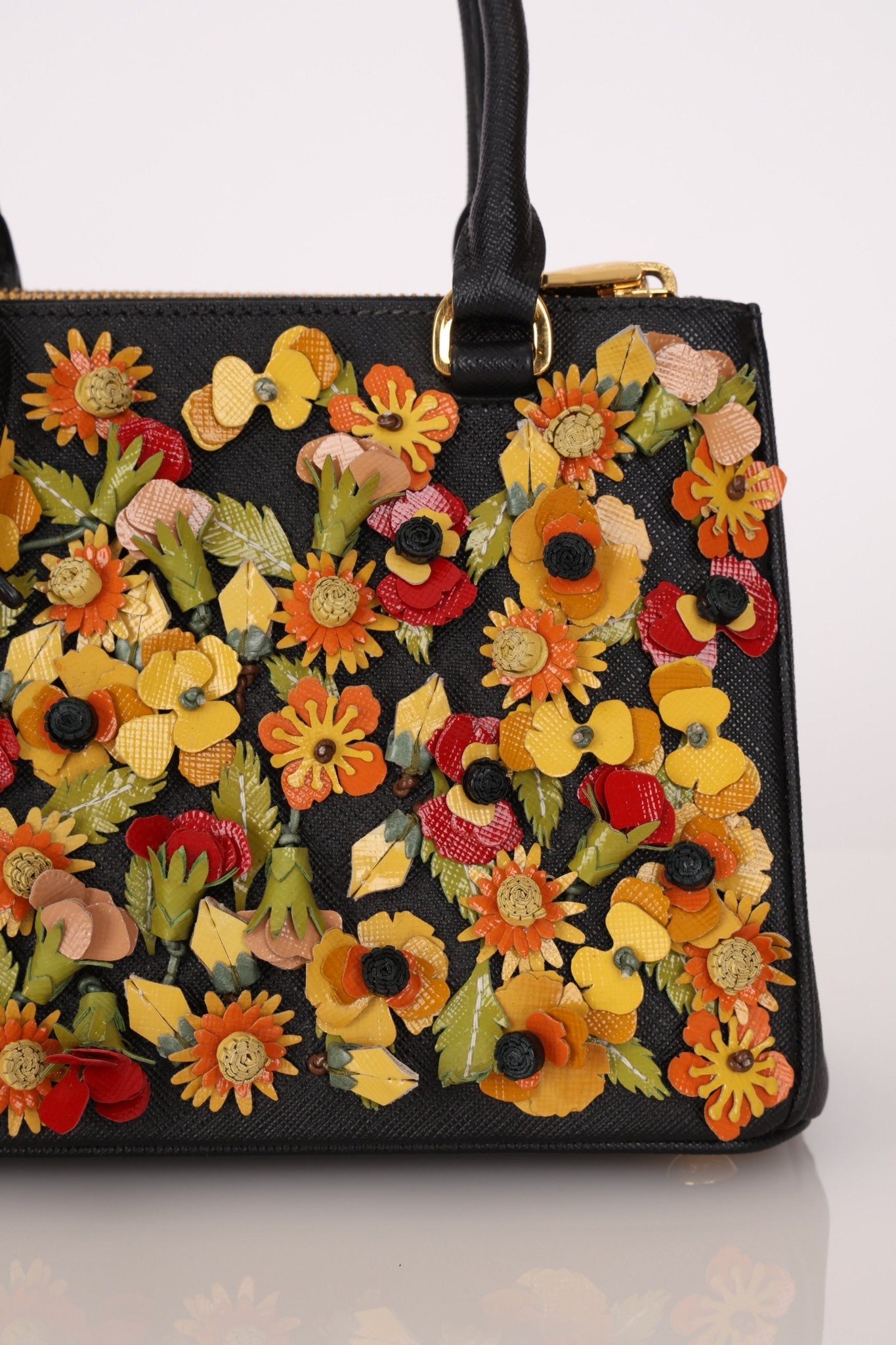 Rare Prada Saffiano Floral Applique Garden Mini Bag - FashioNica