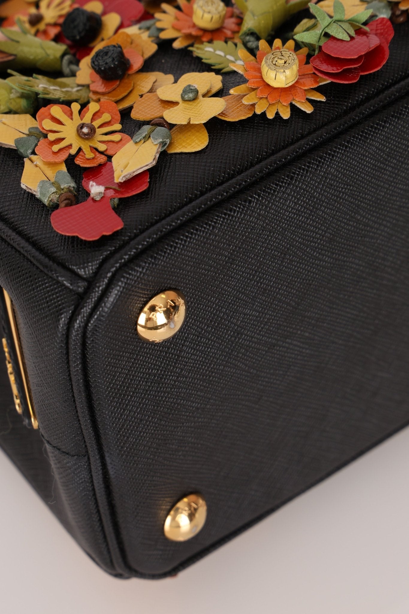 Rare Prada Saffiano Floral Applique Garden Mini Bag - FashioNica