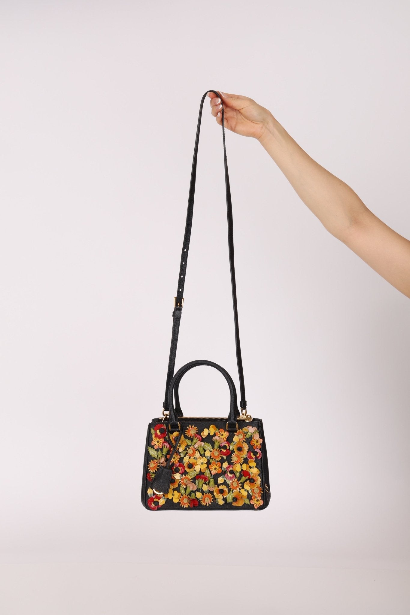 Rare Prada Saffiano Floral Applique Garden Mini Bag - FashioNica