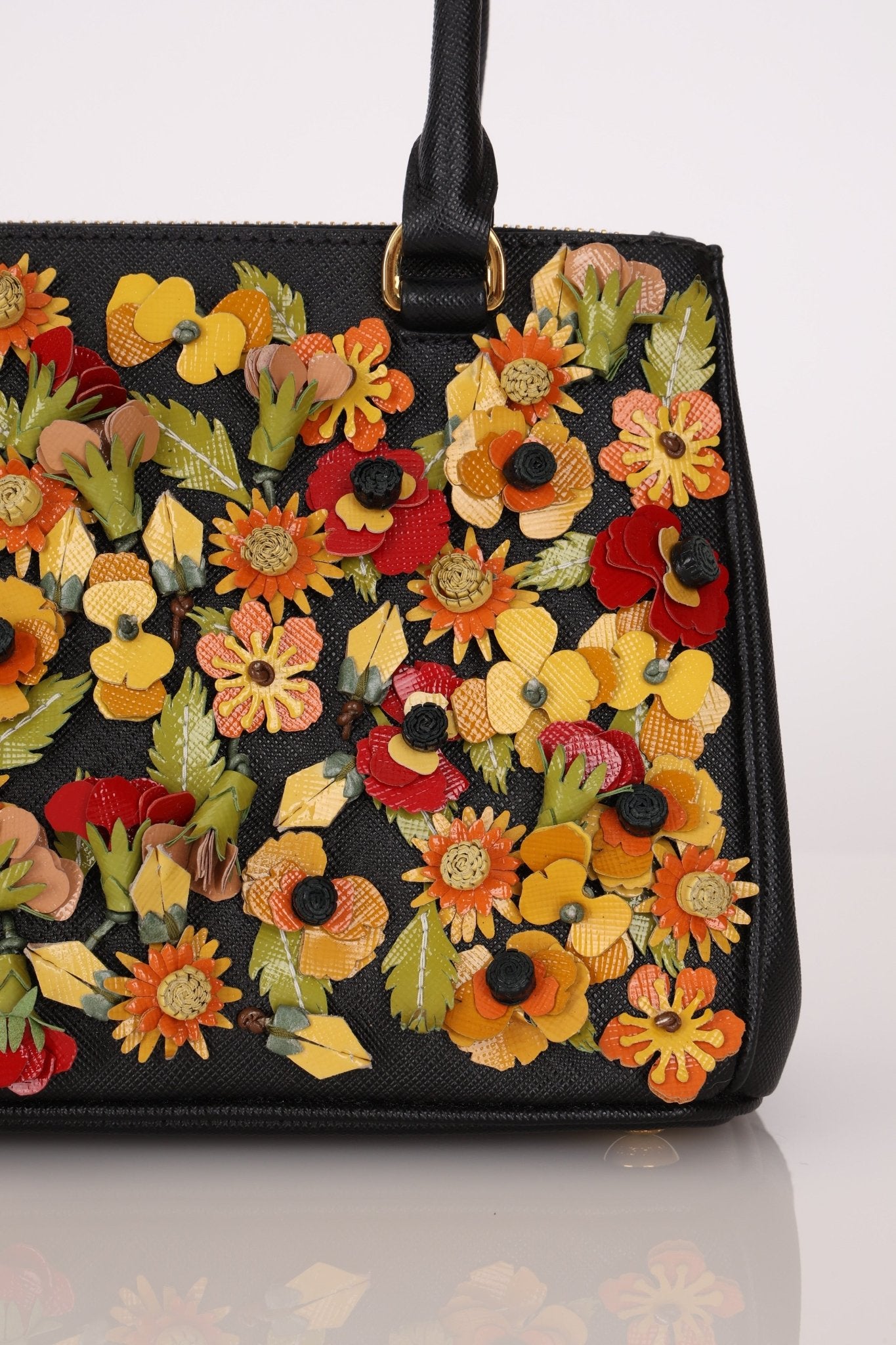 Rare Prada Saffiano Floral Applique Garden Mini Bag - FashioNica