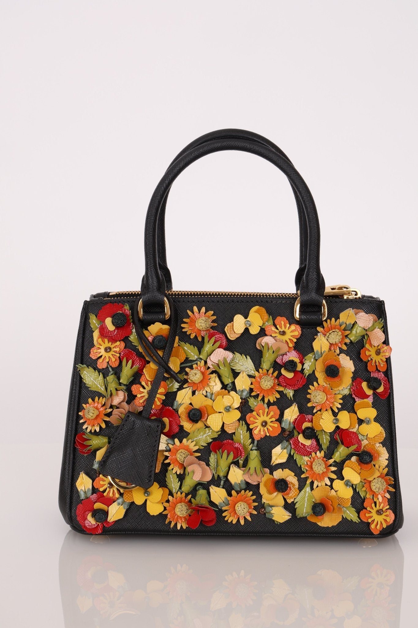 Rare Prada Saffiano Floral Applique Garden Mini Bag - FashioNica