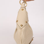 Rare Saint Laurent x Tom Ford Cream Leather Mombasa Metal Handle Bag with Pouch - FashioNica