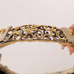 Rare Saint Laurent x Tom Ford Cream Leather Mombasa Metal Handle Bag with Pouch - FashioNica