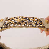 Rare Saint Laurent x Tom Ford Cream Leather Mombasa Metal Handle Bag with Pouch - FashioNica