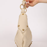 Rare Saint Laurent x Tom Ford Cream Leather Mombasa Metal Handle Bag with Pouch - FashioNica