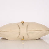 Rare Saint Laurent x Tom Ford Cream Leather Mombasa Metal Handle Bag with Pouch - FashioNica