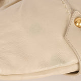 Rare Saint Laurent x Tom Ford Cream Leather Mombasa Metal Handle Bag with Pouch - FashioNica