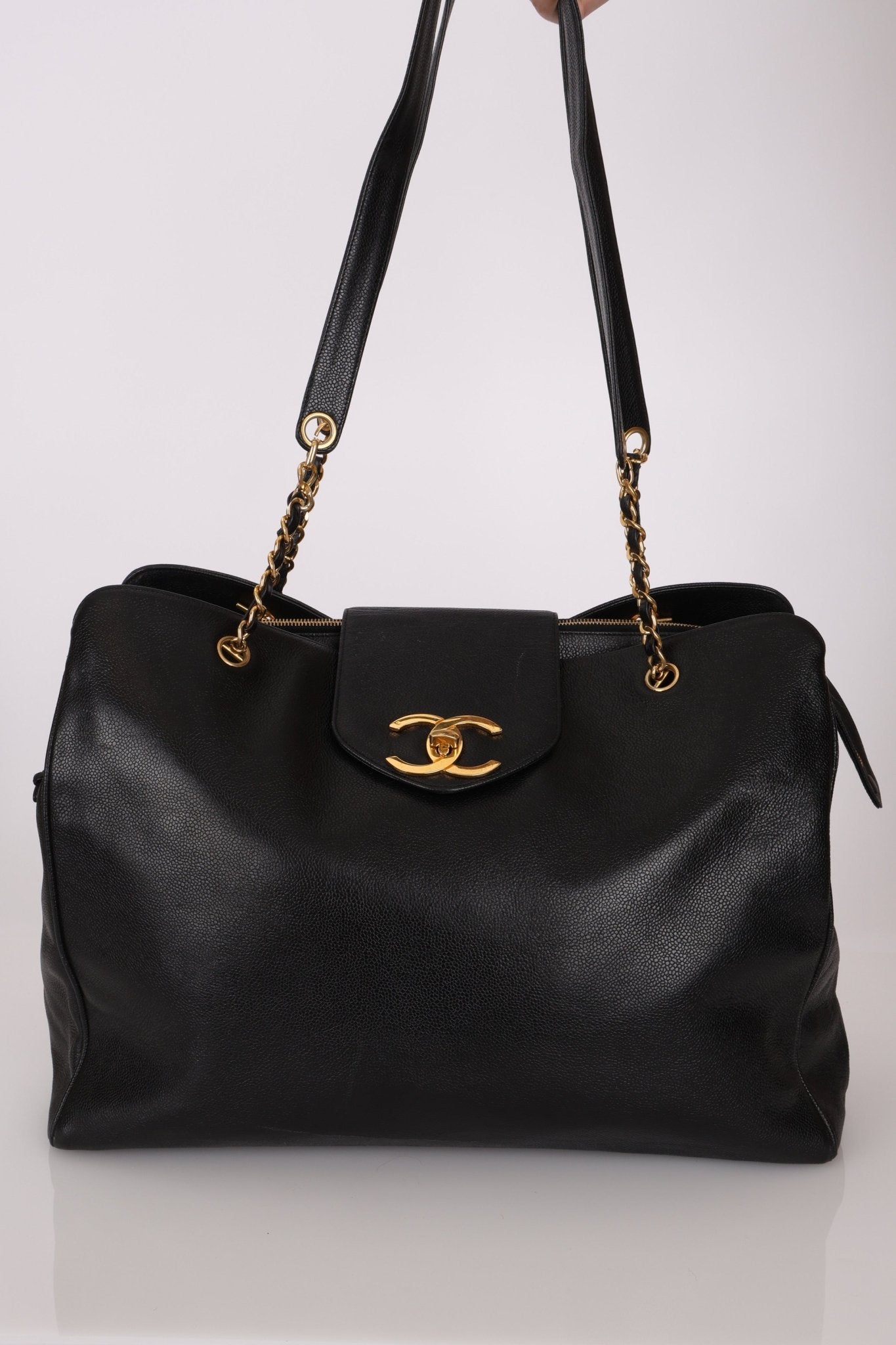 Rare Vintage Chanel Caviar Double - Sided Supermodel Tote - FashioNica