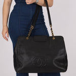 Rare Vintage Chanel Caviar Double - Sided Supermodel Tote - FashioNica