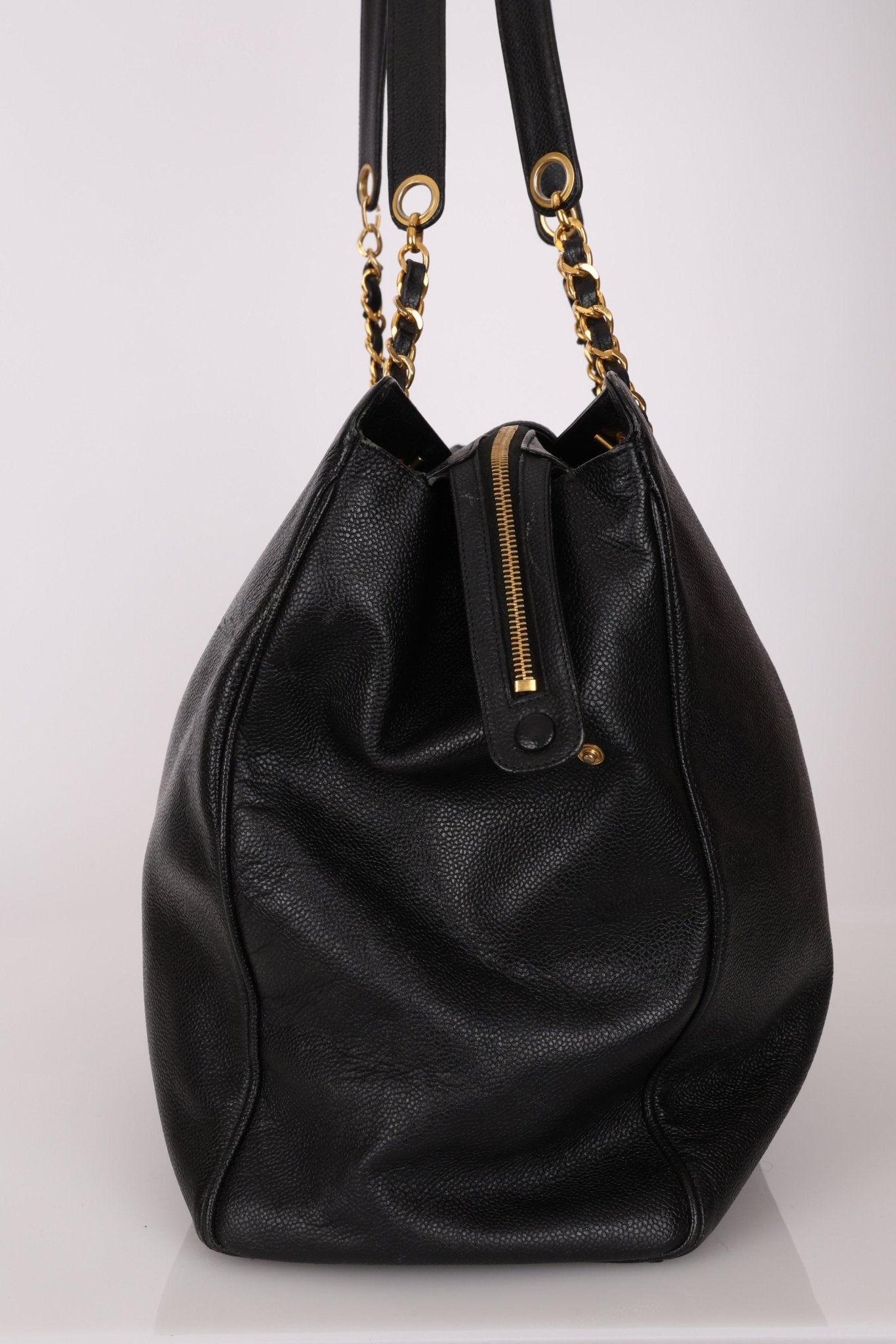 Rare Vintage Chanel Caviar Double - Sided Supermodel Tote - FashioNica