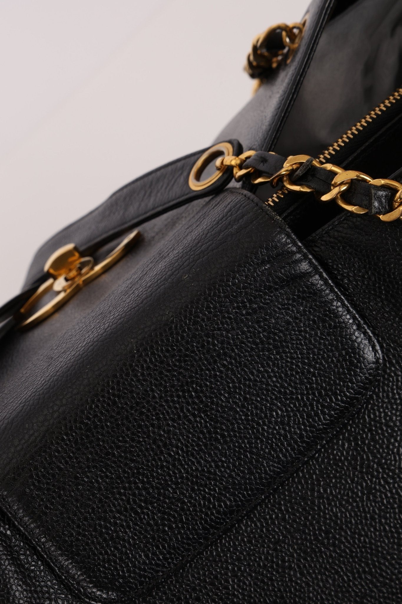 Rare Vintage Chanel Caviar Double - Sided Supermodel Tote - FashioNica