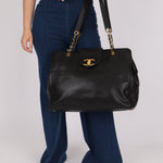 Rare Vintage Chanel Caviar Double - Sided Supermodel Tote - FashioNica