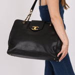 Rare Vintage Chanel Caviar Double - Sided Supermodel Tote - FashioNica