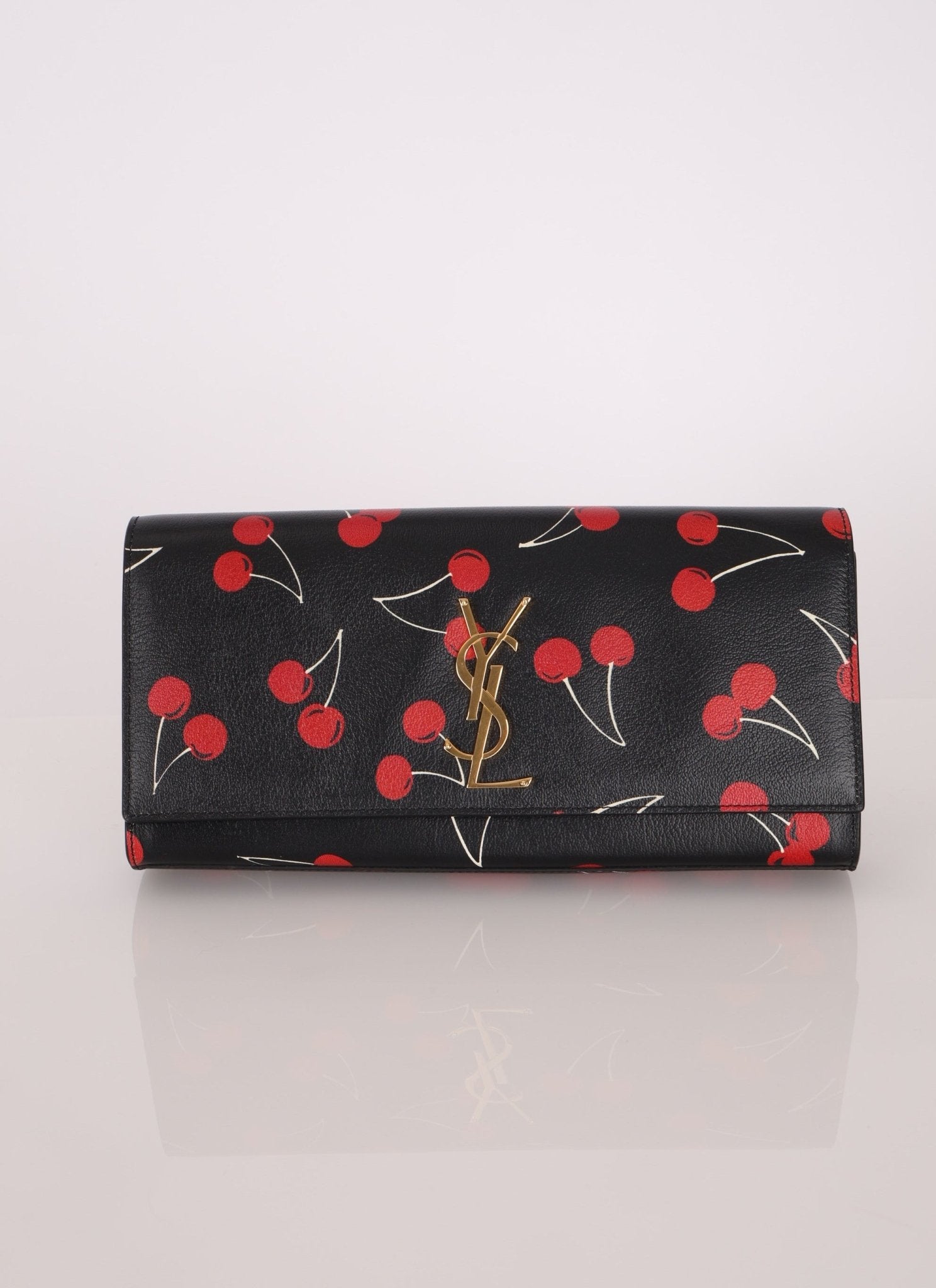Saint Laurent Calfskin Cherry Clutch - FashioNica