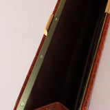 Saint Laurent Croc Embossed Midnight East West Clutch - FashioNica