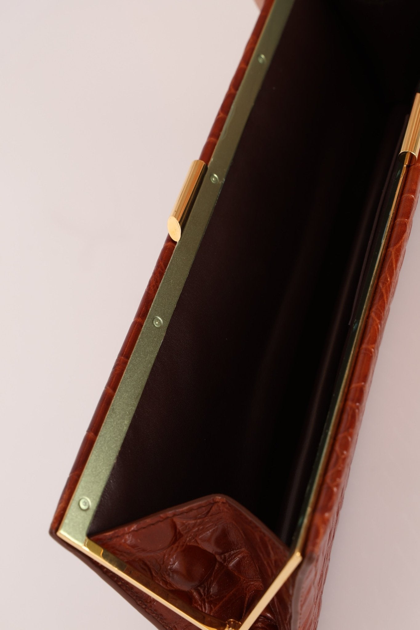 Saint Laurent Croc Embossed Midnight East West Clutch - FashioNica