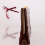 Saint Laurent Croc Embossed Midnight East West Clutch - FashioNica