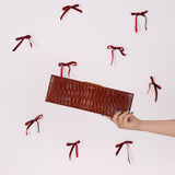 Saint Laurent Croc Embossed Midnight East West Clutch - FashioNica