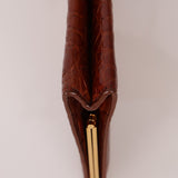 Saint Laurent Croc Embossed Midnight East West Clutch - FashioNica