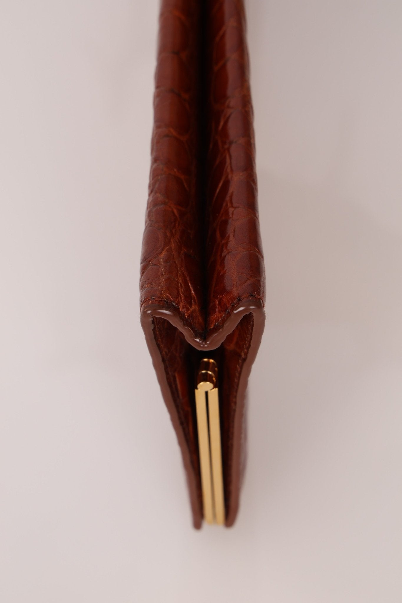 Saint Laurent Croc Embossed Midnight East West Clutch - FashioNica