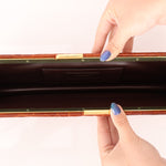 Saint Laurent Croc Embossed Midnight East West Clutch - FashioNica