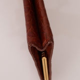 Saint Laurent Croc Embossed Midnight East West Clutch - FashioNica