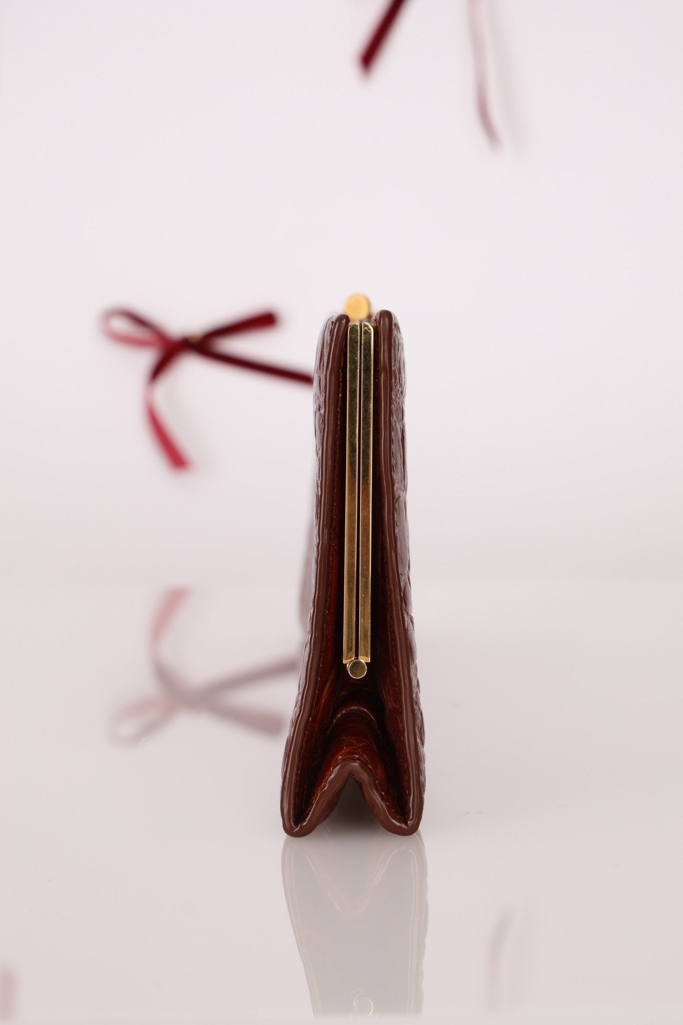 Saint Laurent Croc Embossed Midnight East West Clutch - FashioNica