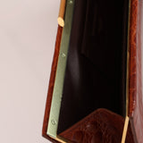 Saint Laurent Croc Embossed Midnight East West Clutch - FashioNica