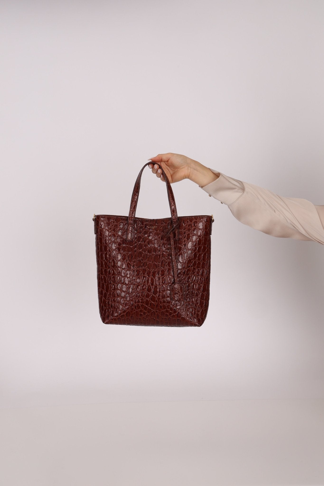 Saint Laurent Croc Embossed Toy Shopping Tote - FashioNica