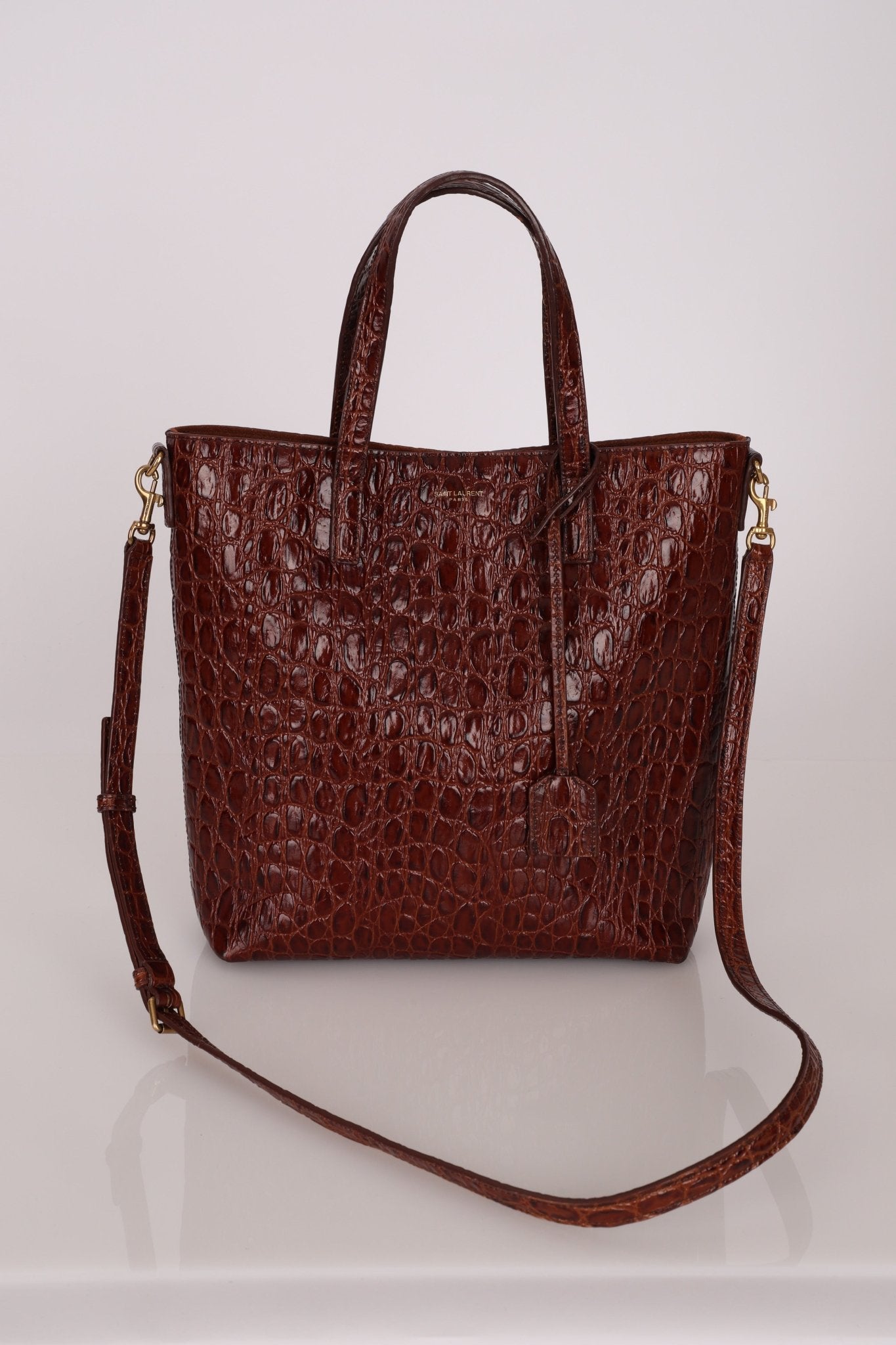 Saint Laurent Croc Embossed Toy Shopping Tote - FashioNica