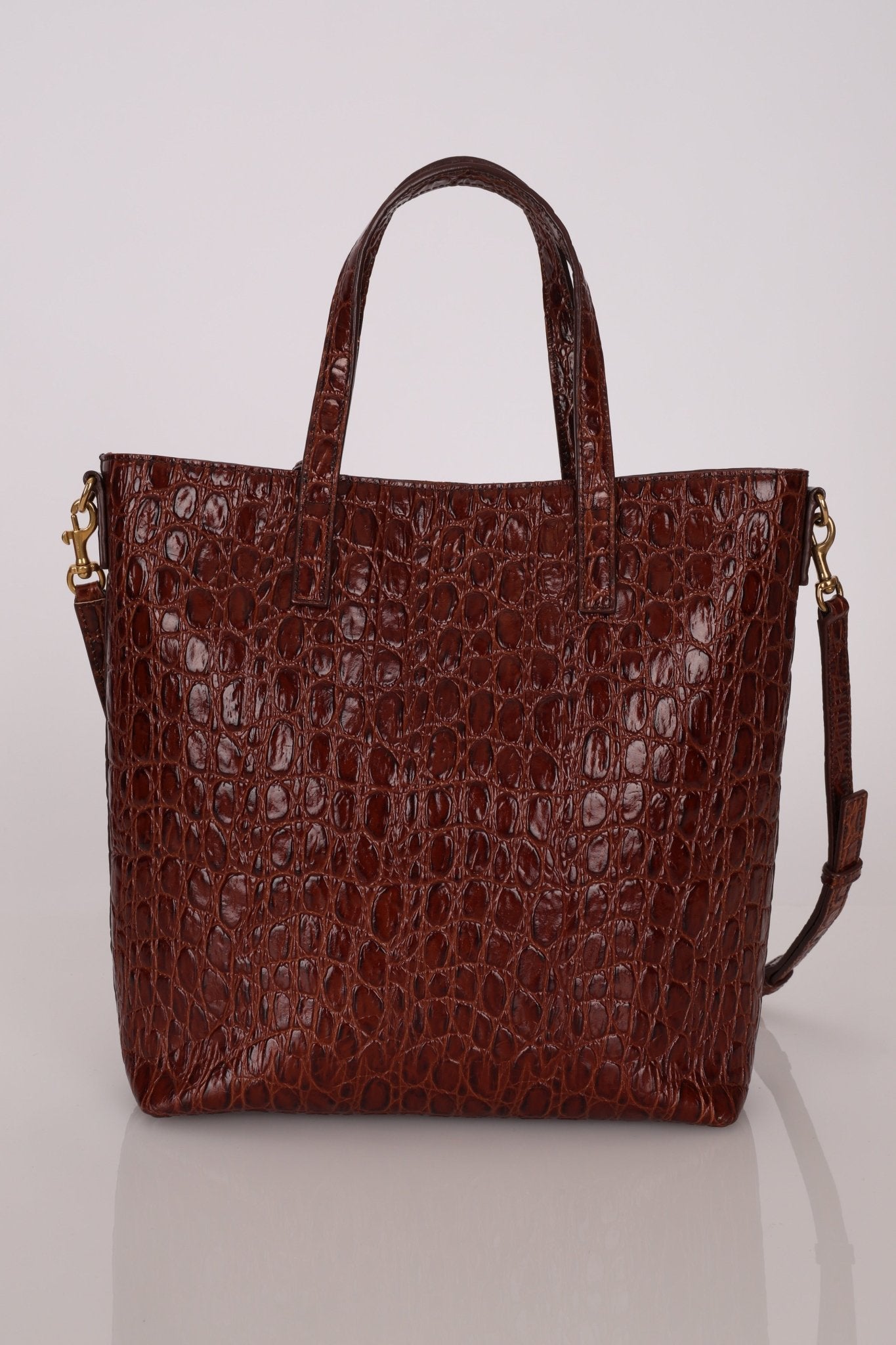 Saint Laurent Croc Embossed Toy Shopping Tote - FashioNica