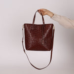 Saint Laurent Croc Embossed Toy Shopping Tote - FashioNica
