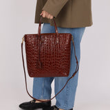 Saint Laurent Croc Embossed Toy Shopping Tote - FashioNica