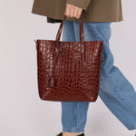 Saint Laurent Croc Embossed Toy Shopping Tote - FashioNica