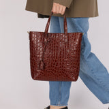 Saint Laurent Croc Embossed Toy Shopping Tote - FashioNica