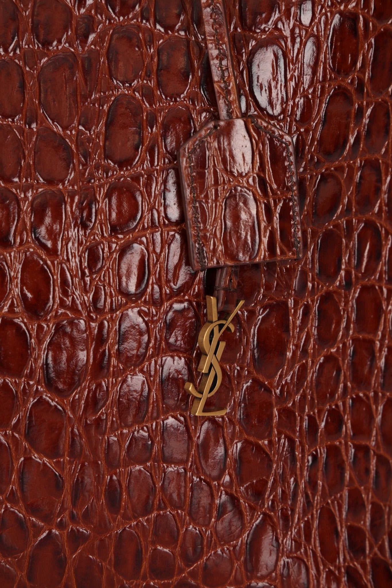 Saint Laurent Croc Embossed Toy Shopping Tote - FashioNica