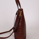 Saint Laurent Croc Embossed Toy Shopping Tote - FashioNica