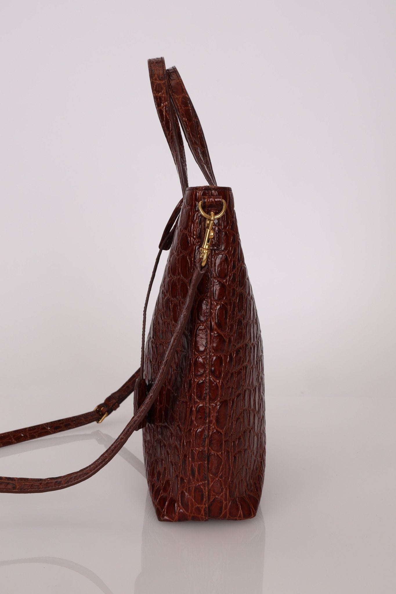 Saint Laurent Croc Embossed Toy Shopping Tote - FashioNica