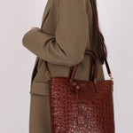 Saint Laurent Croc Embossed Toy Shopping Tote - FashioNica