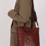 Saint Laurent Croc Embossed Toy Shopping Tote - FashioNica