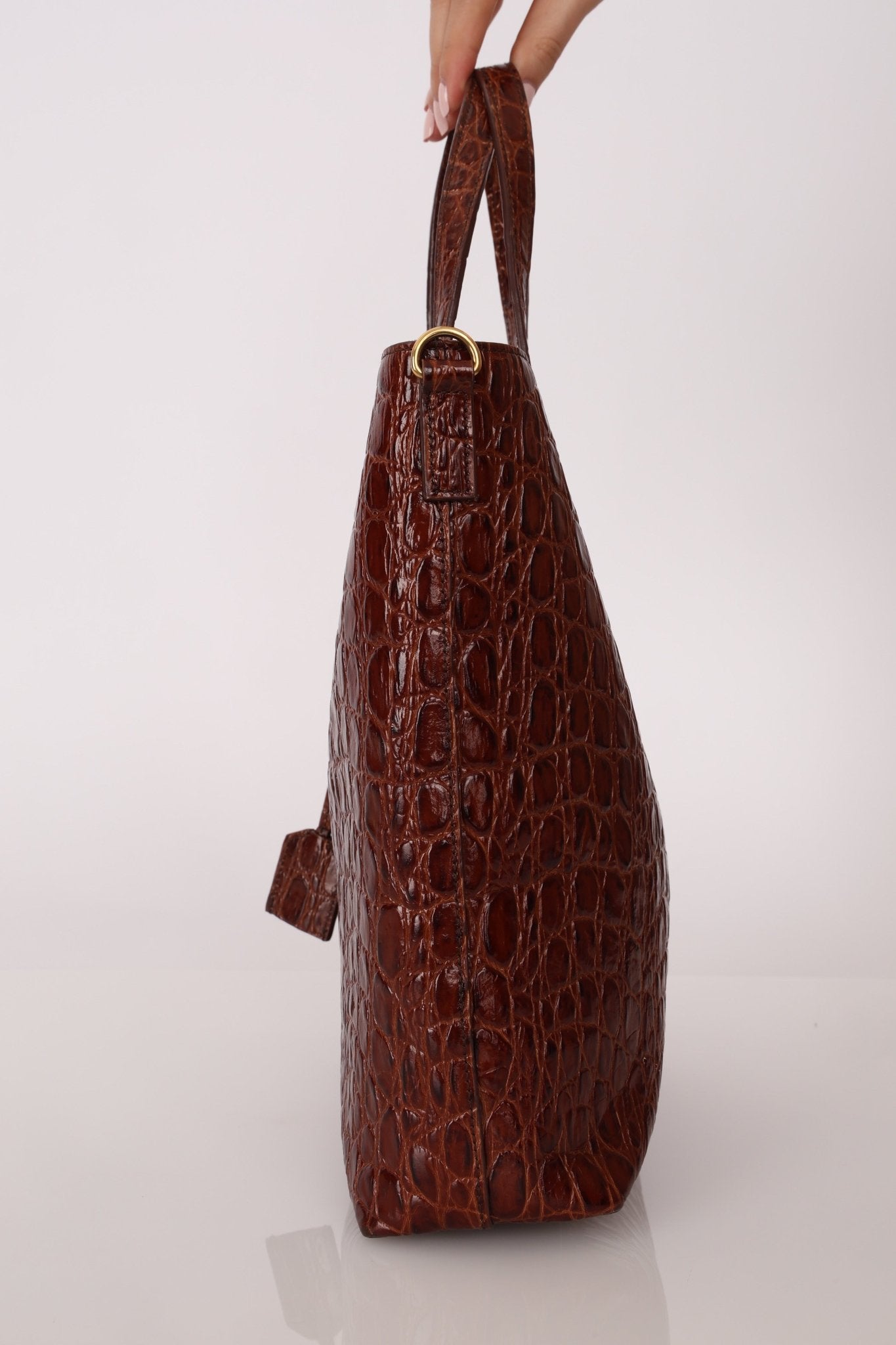 Saint Laurent Croc Embossed Toy Shopping Tote - FashioNica