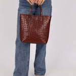 Saint Laurent Croc Embossed Toy Shopping Tote - FashioNica