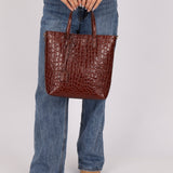 Saint Laurent Croc Embossed Toy Shopping Tote - FashioNica