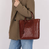 Saint Laurent Croc Embossed Toy Shopping Tote - FashioNica